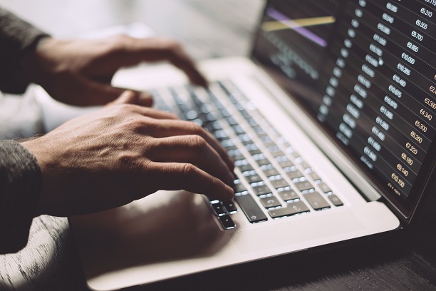 Person sitting at laptop typing