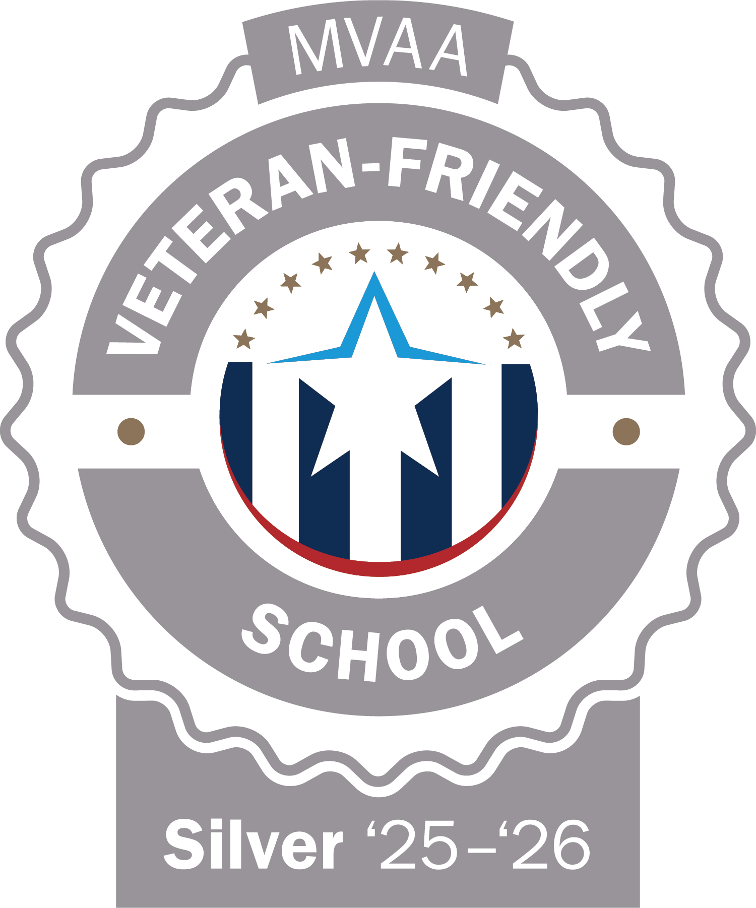 Michigan Veterans Affair Agency Silver Award logo for being a veteran-friendly school